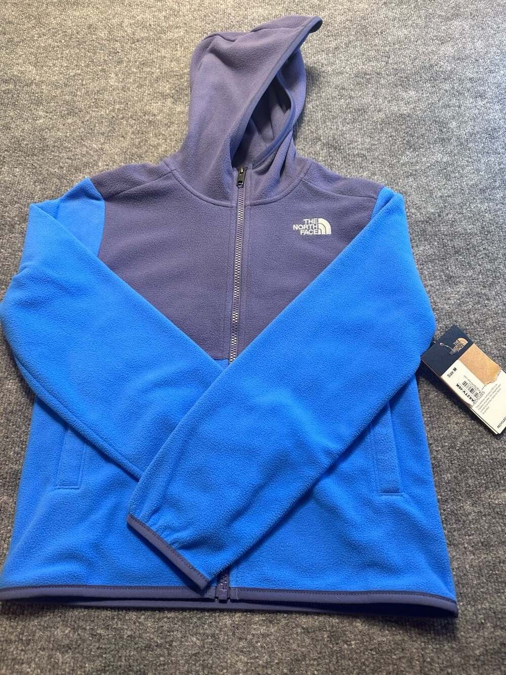 The North Face Teen Glacier Full-Zip Fleece Hoodie Blue/Gray Athletic Camping